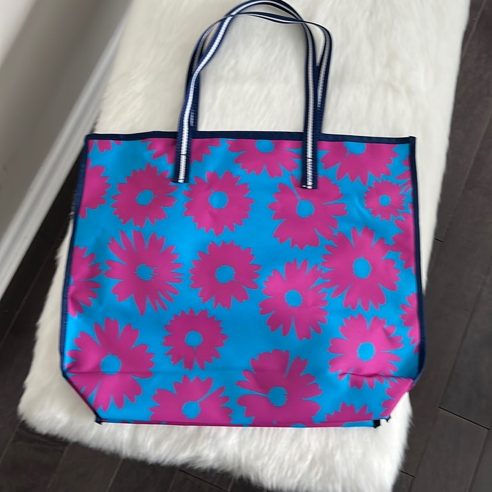 Estée Lauder flower cloth beach tote bag with bonus zipped cosmetic case